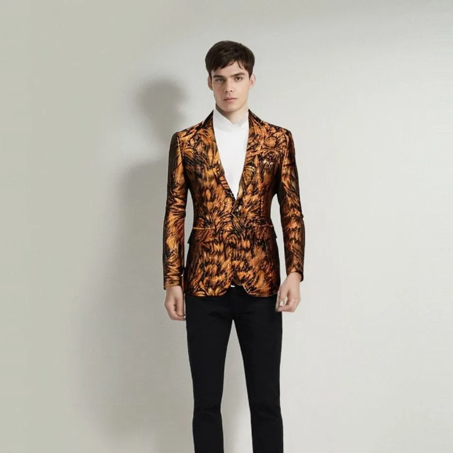 The Jasper Slim Fit Blazer Suit Jacket - Gold